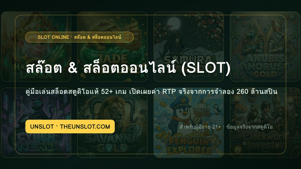 ภาพรวมเกมสล๊อตและสล๊อตออนไลน์ (Slot Online) จากสตูดิโอ UnSlot พร้อมค่า RTP จริงจากการจำลอง 260 ล้านสปิน